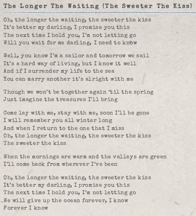The longer the waiting (The sweeter the kiss) : paroles